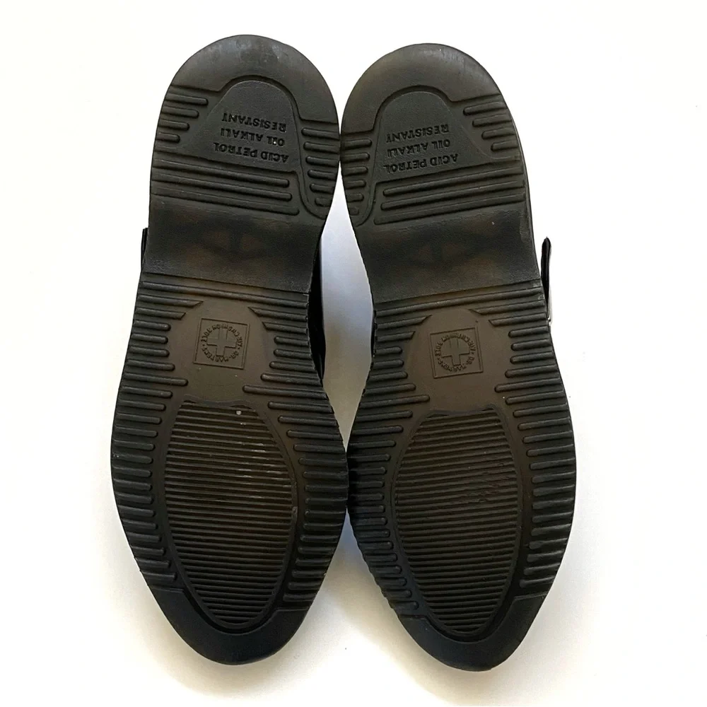 DR. MARTENS BLACK LEATHER MILLER SILVER BUCKLE DETAIL LOAFER DRESS SHOES - Picture 7 of 10
